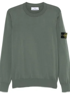Stone Island Maglia Verde Uomo Patch Logo Compass