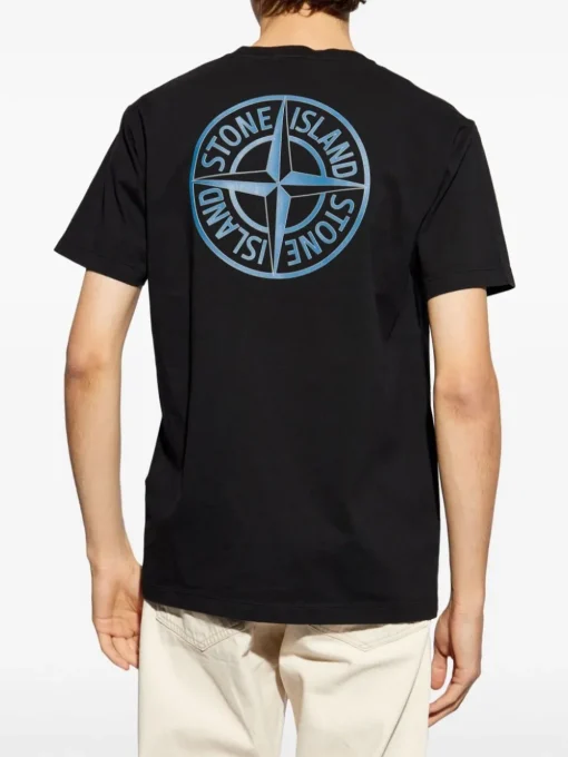 Stone Island T-shirt Nero Uomo Logo Compass Posteriore