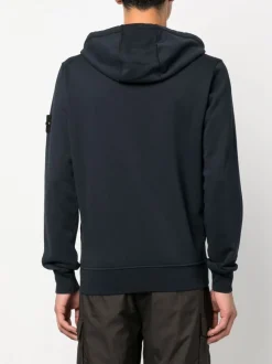 Stone Island Uomo Felpa Blu Cappuccio