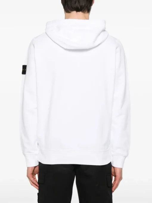 Stone Island Uomo Felpa Bianco Cappuccio