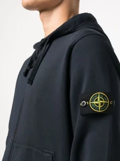 Stone Island Uomo Felpa Blu Cappuccio