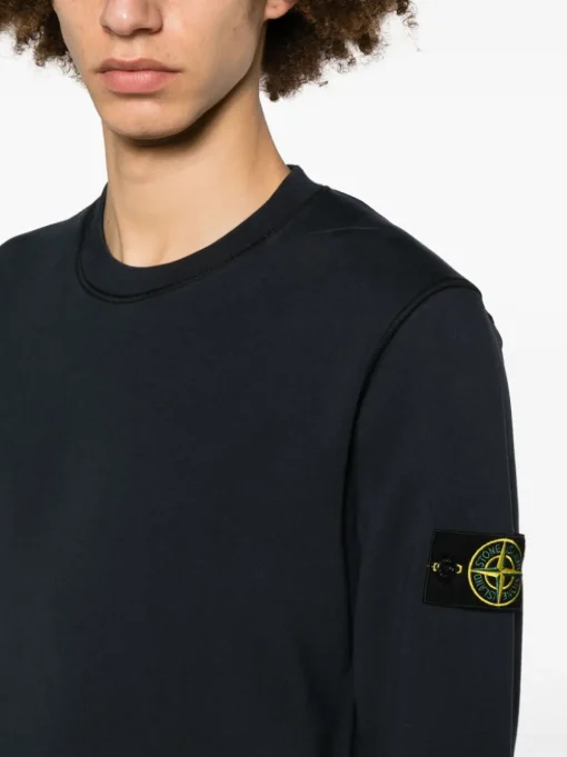 Stone Island Uomo Felpa Blu Patch Compass