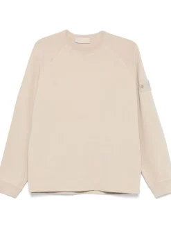 Stone Island Uomo Felpa Beige Applicazione Logo in Tono