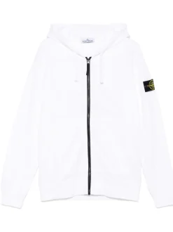 Stone Island Uomo Felpa Bianco Cappuccio