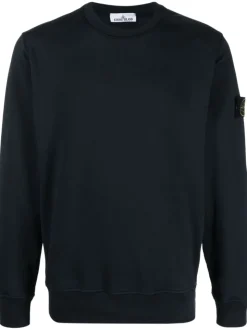 Stone Island Uomo Felpa Blu Patch Compass