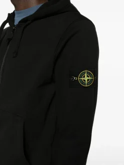Stone Island Uomo Felpa Nero Cappuccio
