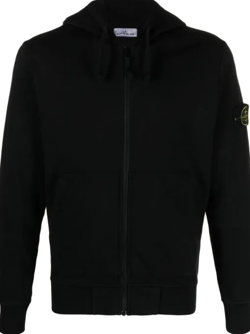 Stone Island Uomo Felpa Nero Cappuccio
