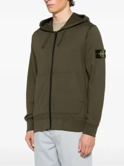 Stone Island Uomo Felpa Verde Cappuccio