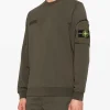 Stone Island Uomo Felpa Verde Tasca Manica