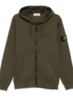 Stone Island Uomo Felpa Verde Cappuccio