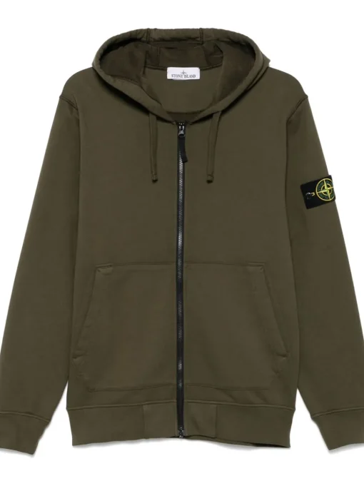 Stone Island Uomo Felpa Verde Cappuccio