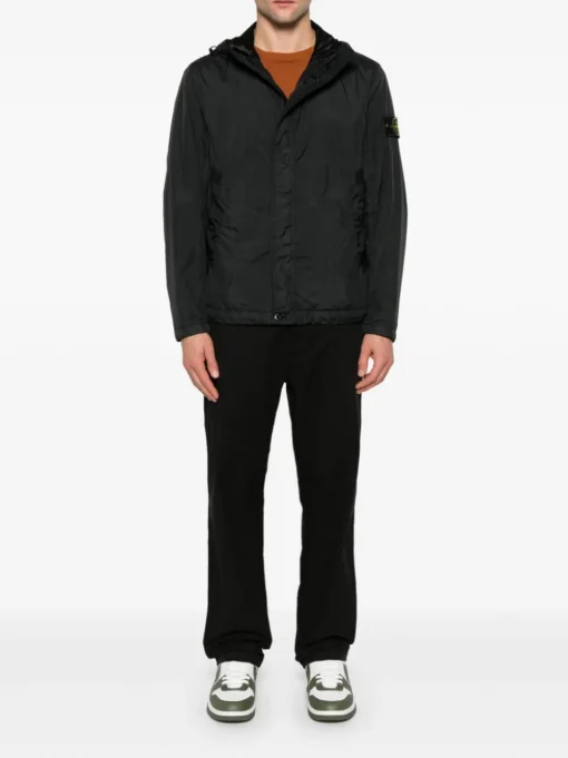 Stone Island Uomo Giubbotto Nero Cappuccio
