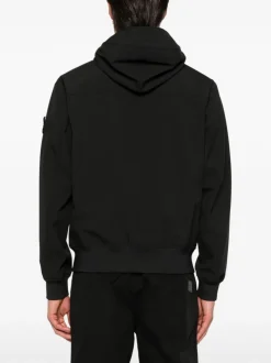 Stone Island Uomo Giubbotto Nero Bomber Cappuccio