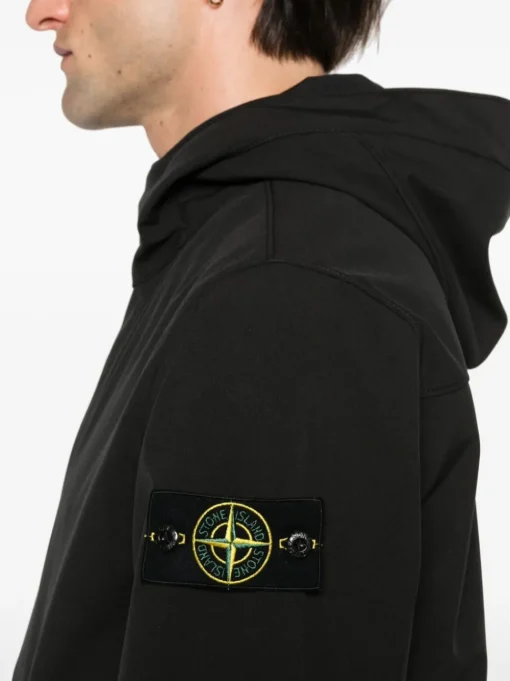 Stone Island Uomo Giubbotto Nero Bomber Cappuccio