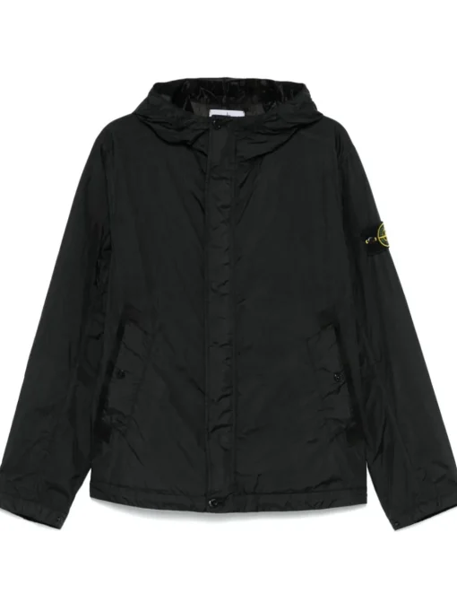 Stone Island Uomo Giubbotto Nero Cappuccio