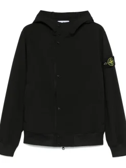 Stone Island Uomo Giubbotto Nero Bomber Cappuccio