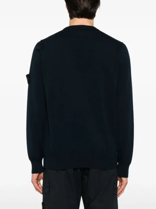 Stone Island Uomo Maglia Blu Patch Logo Compass