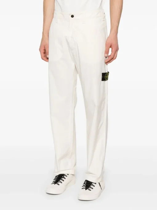 Stone Island Uomo Pantalone Bianco Gamba Dritta