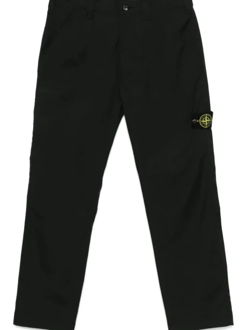 Stone Island Uomo Pantalone Nero Gamba Dritta