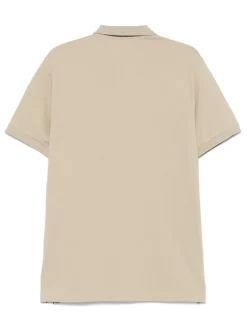 Stone Island Uomo Polo Marrone Applicazione Logo Compass