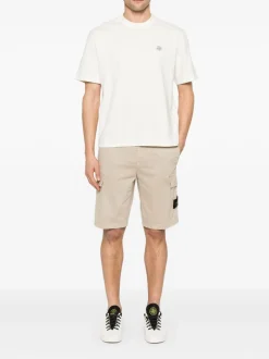 Stone Island Uomo T-shirt Bianco Patch Logo Compass