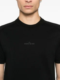 Stone Island Uomo T-shirt Nero Stampa Logo Posteriore