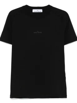 Stone Island Uomo T-shirt Nero Stampa Logo Posteriore