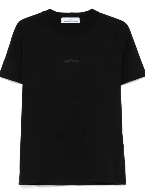 Stone Island Uomo T-shirt Nero Stampa Logo Posteriore