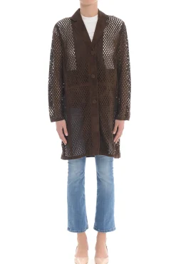 S.w.o.r.d. Giubbotto Marrone Donna Traforato Laser lunho