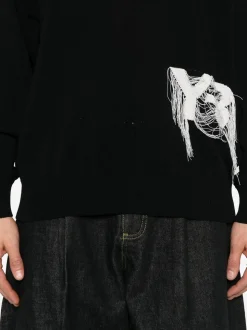 Y-3 Maglia Nero Uomo Logo Sfrangiato