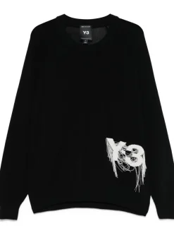 Y-3 Maglia Nero Uomo Logo Sfrangiato